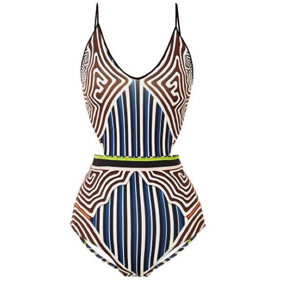 Clover Canyon Striped Labyrinth Cut Out Swimsuit - Picture 2 of 7